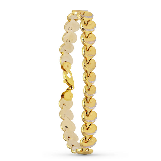 18K PULSERA ORO BICOLOR ESTAMPACION 20CM