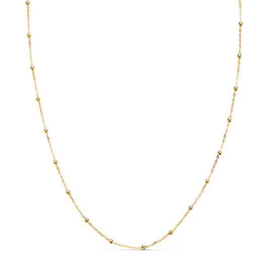 18K CADENA ORO AMARILLO FORZADA CON BOLAS DE 1,3 MM. ANCHO: 0,5 MM LARGO: 40CM