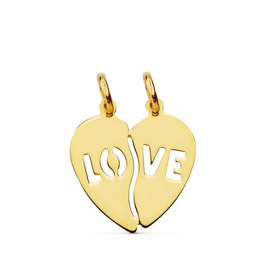 18K COLGANTE ORO AMARILLO CORAZON LOVE. 15X15 MM C. AMOR
