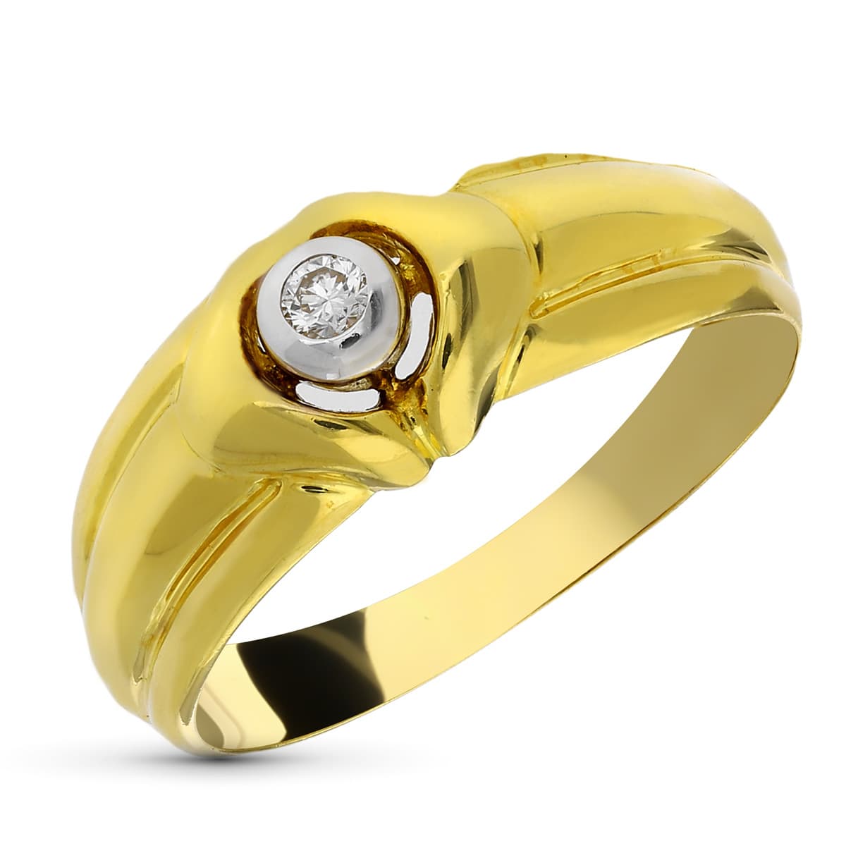 18K SORTIJA ORO BICOLOR DIAMANTE TALLA BRILLANTE. 0,10 QTS.