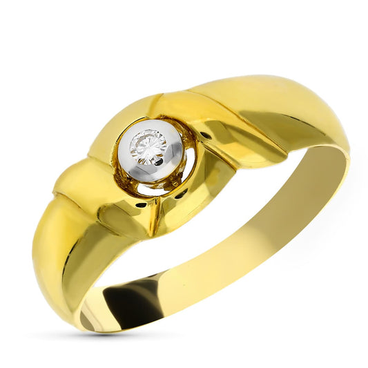 18K SORTIJA ORO BICOLOR DIAMANTE NATURAL TALLA BRILLANTE. 0,05 QTS.