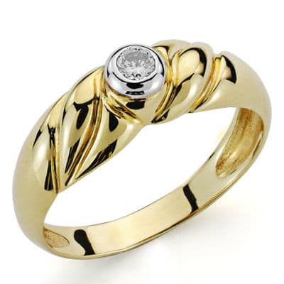 18K SORTIJA ORO AMARILLO DIAMANTE NATURAL GALLONES 0.10 QTS.