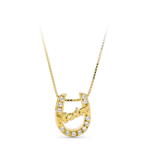 18K GARGANTILLA ORO AMARILLO MADRE HERRADURA CON CIRCONITAS