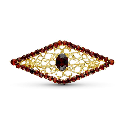 18K BROCHE ORO AMARILLO ROMBO GRANATE 50X21 MM