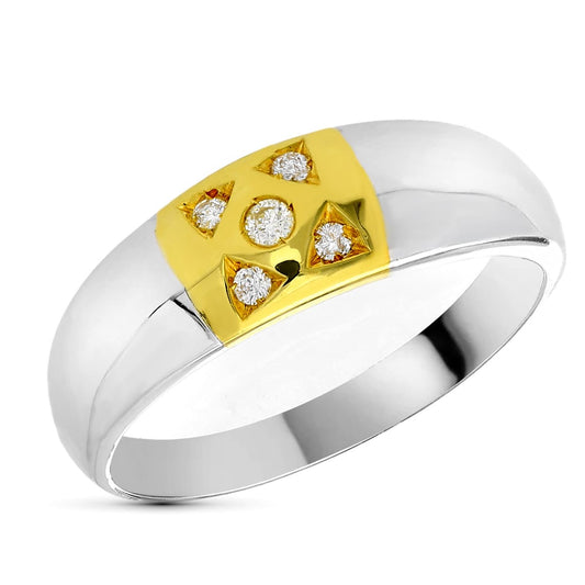 18K SORTIJA ORO BICOLOR DIAMANTES NATURALES TALLA BRILLANTE 0.025 QTS.
