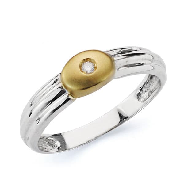 Sortija Bicolor Diamante Natural Talla Brillante 0,020 Qts. 18K