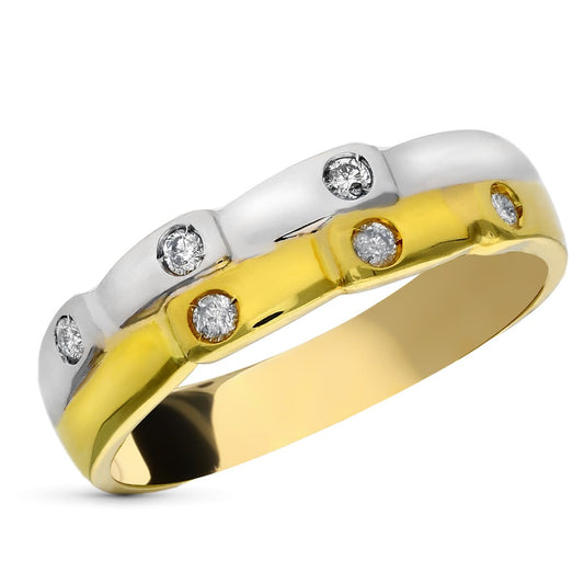 18K SORTIJA ORO BICOLOR DIAMANTES NATURALES TALLA BRILLANTE 0.020 QTS.
