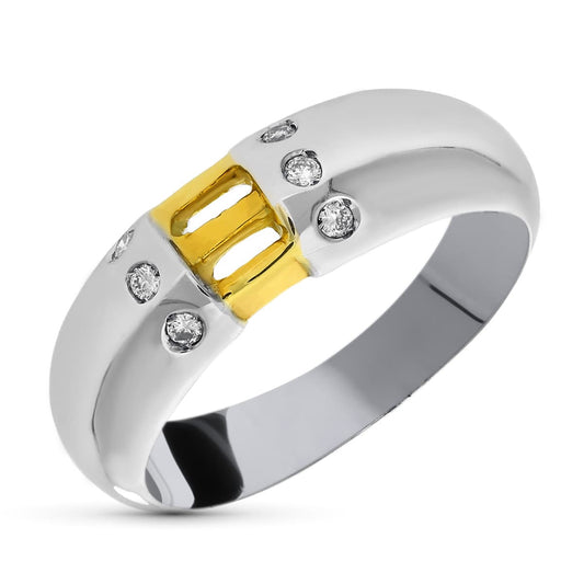 18K SORTIJA ORO BICOLOR DIAMANTE NATURAL 0.15 QTS.