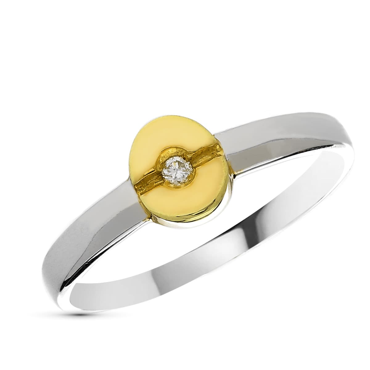 Sortija Bicolor Diamante Natural Talla Brillante 0,02 Qts. Ancho: 6 mm 18K
