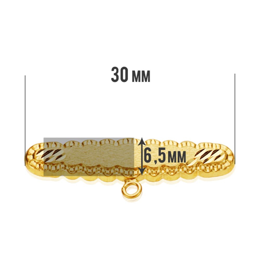 9K ALFILER ORO AMARILLO TALLADO 30X6.5 MM