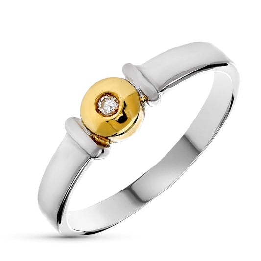 18K SORTIJA ORO BICOLOR DIAMANTE NATURAL TALLA BRILLANTE 0,02 QTS. ANCHO: 5 MM