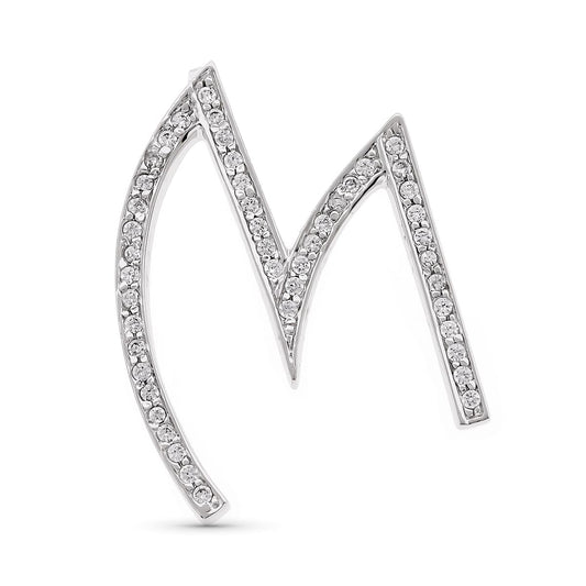 18K COLGANTE ORO BLANCO LETRA M CON CIRCONITA 35X27 MM