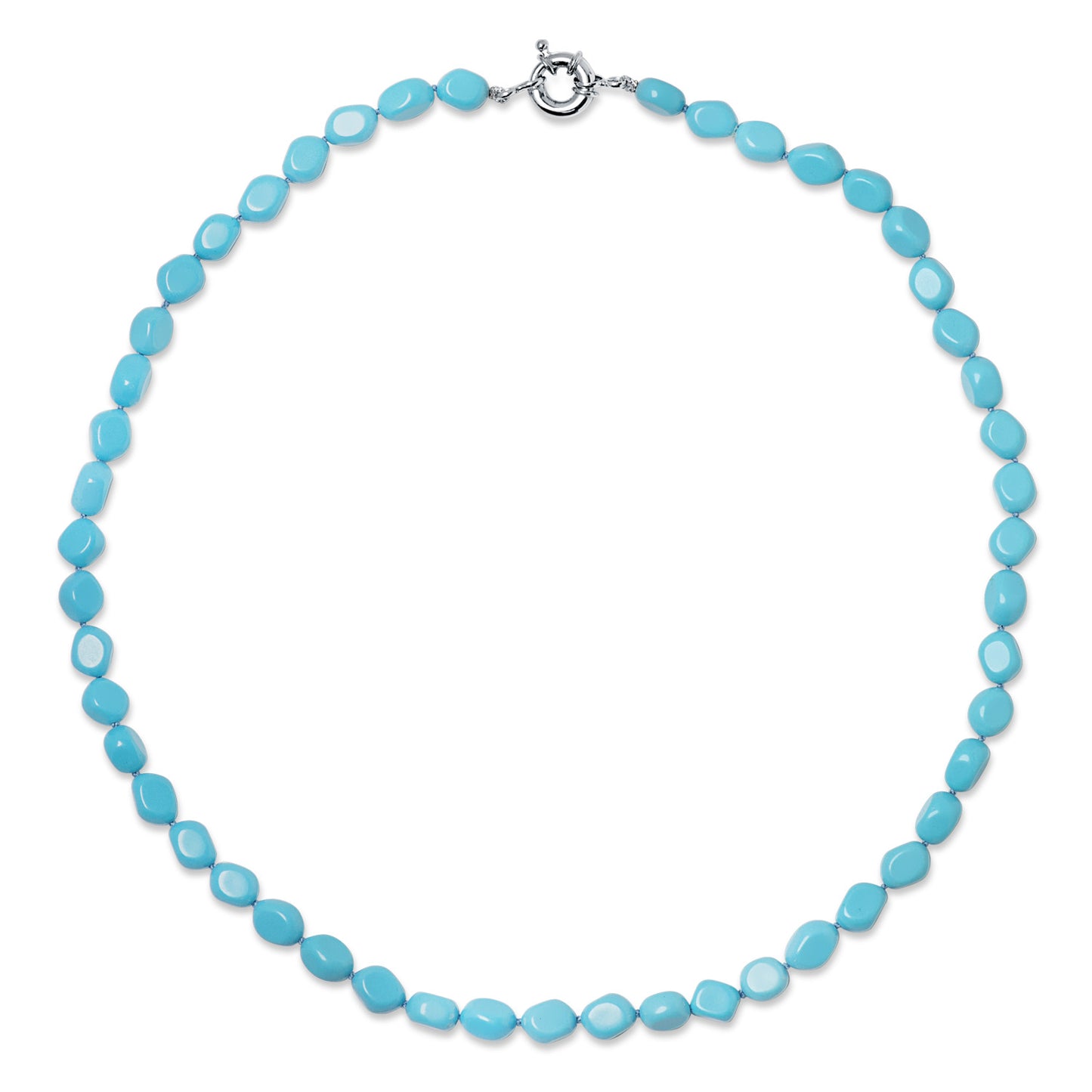 18K GARGANTILLA TURQUESAS LARGO: 45CM CIERRE DE TIMON 10MM ORO BLANCO