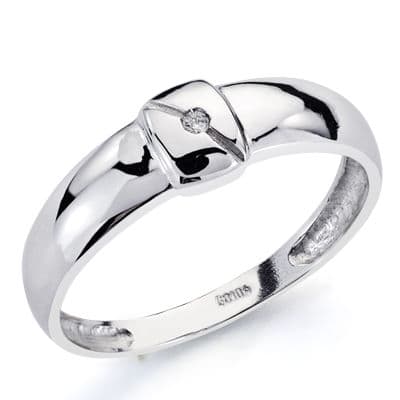 Sortija Diamante Natural Talla Brillante 0,01 Qts. Ancho: 5,5 mm de oro blanco 18K