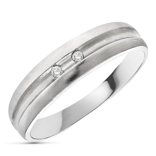 18K SORTIJA ORO BLANCO DIAMANTES TALLA BRILLANTE 0,05 QTS. ANCHO 4,5MM