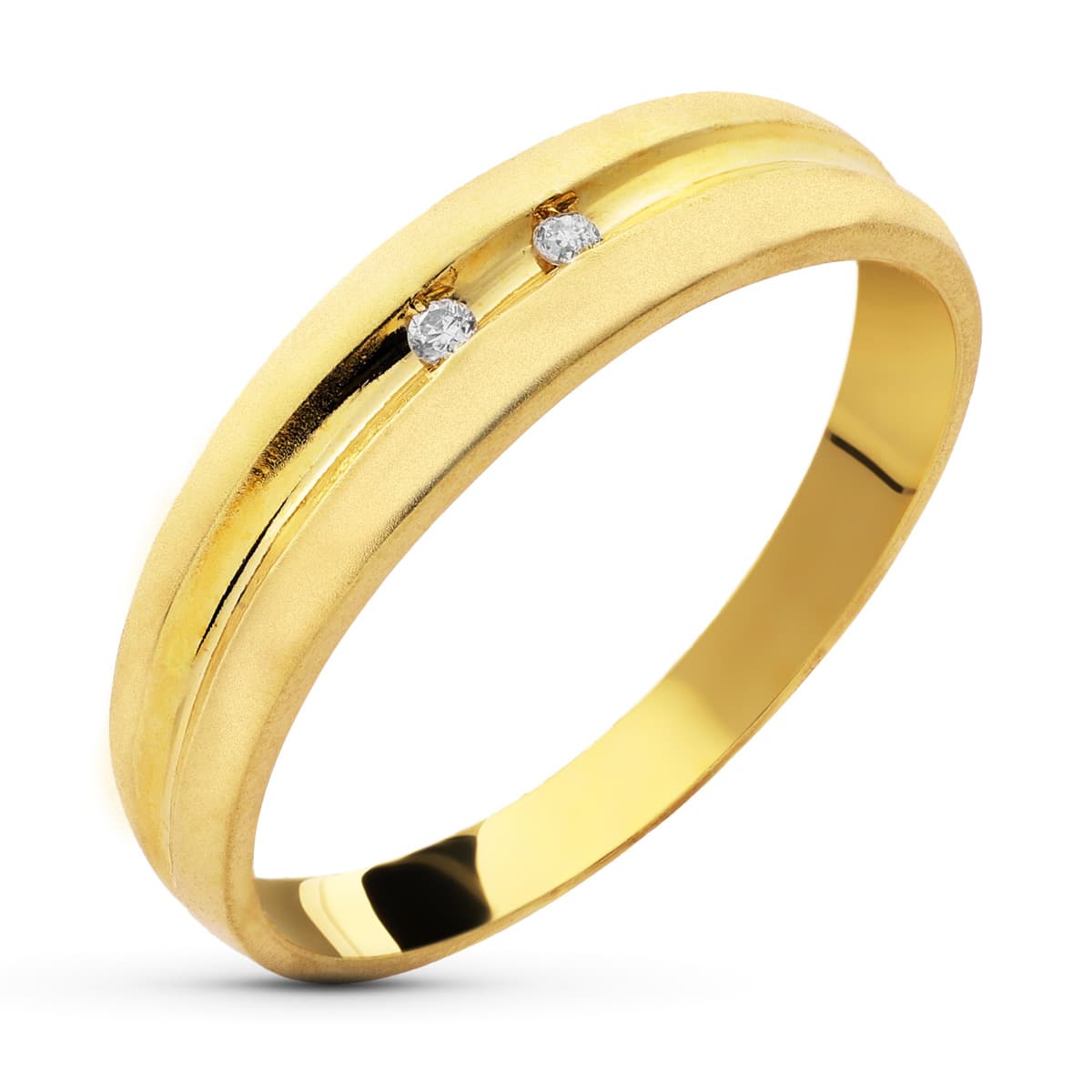 Sortija Diamantes Talla Brillante 0,05 Qts. Ancho 4,5 mm de oro amarillo 18K