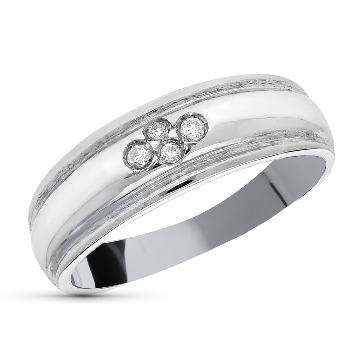 18K SORTIJA ORO BLANCO DIAMANTES TALLA BRILLANTE 0,05 QTS. ANCHO: 6 MM