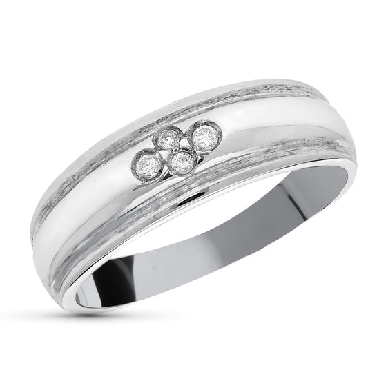 18K SORTIJA ORO BLANCO DIAMANTES TALLA BRILLANTE 0,05 QTS. ANCHO: 6 MM