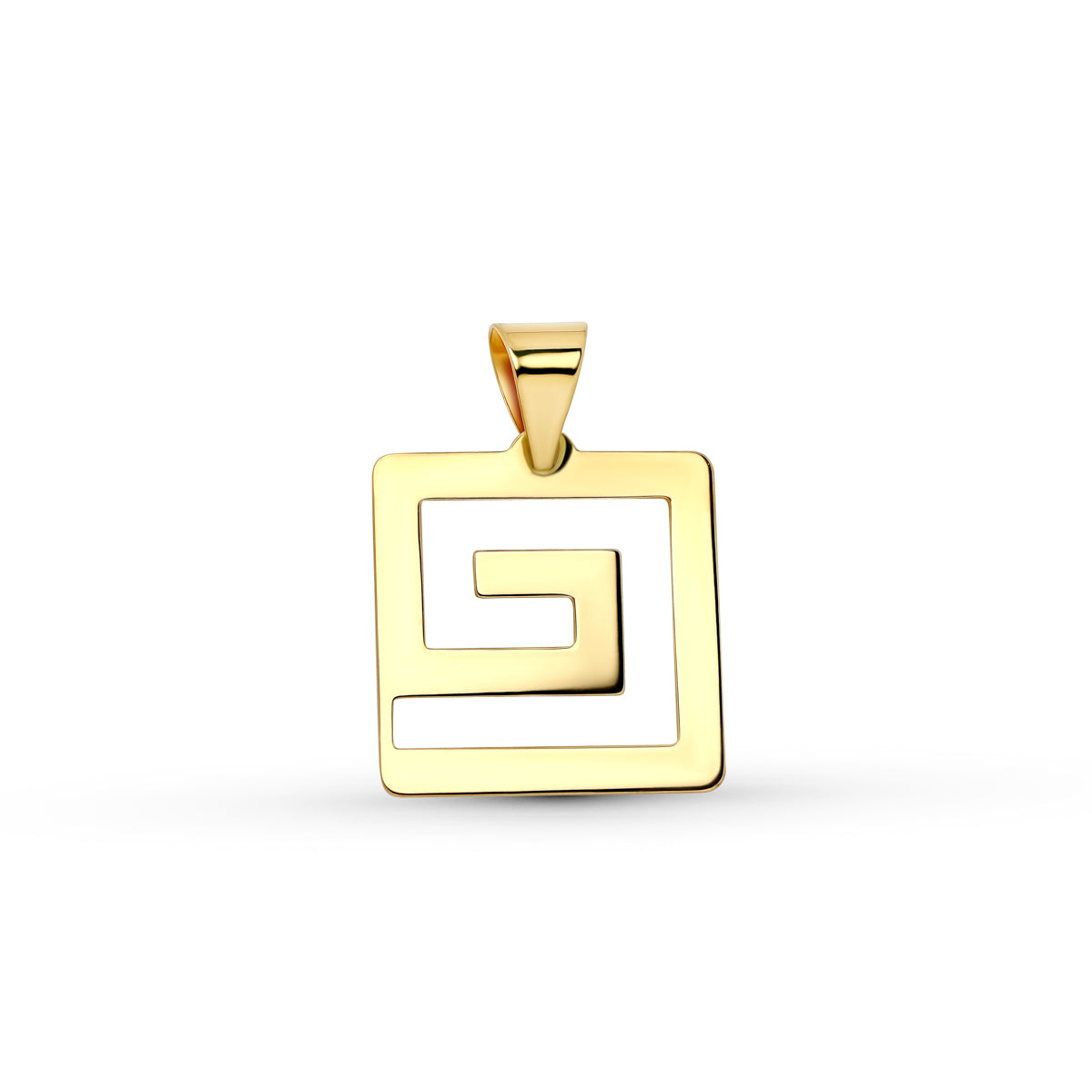 18K COLGANTE ORO AMARILLO CUADRADO CORDON CAUCHO 45CM