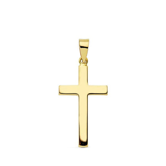 Cruz Lisa Palo Rectangular. 23 x 12 mm de oro amarillo 18K