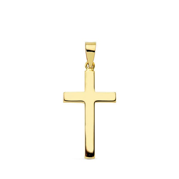 18K CRUZ ORO AMARILLO LISA PALO RECTANGULAR. 23X12 MM