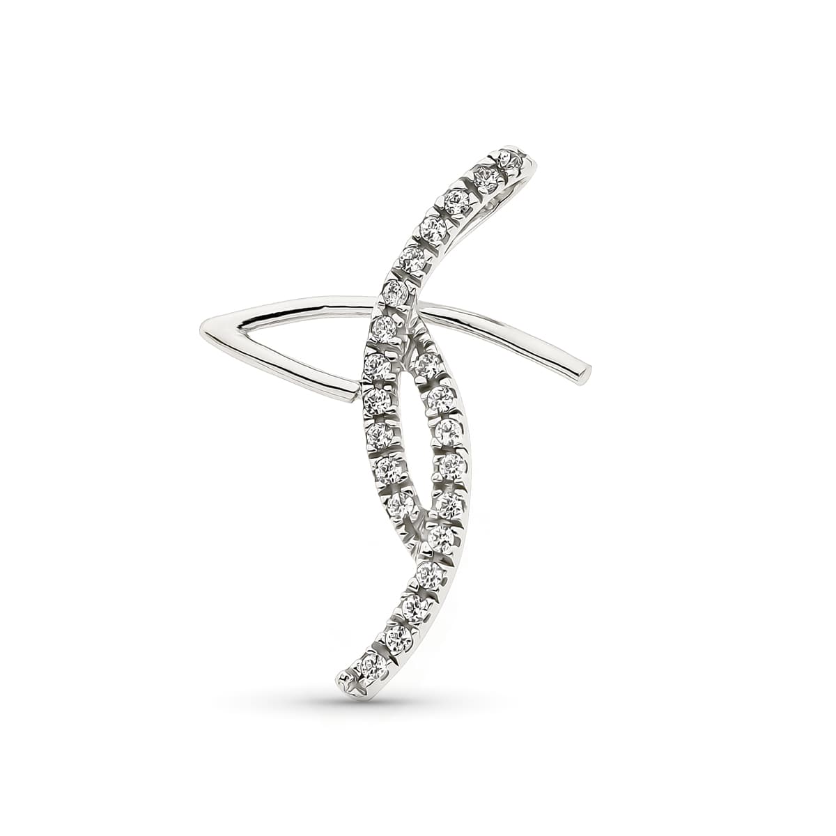 18K CRUZ ORO BLANCO Y CIRCONITA 31X10 MM