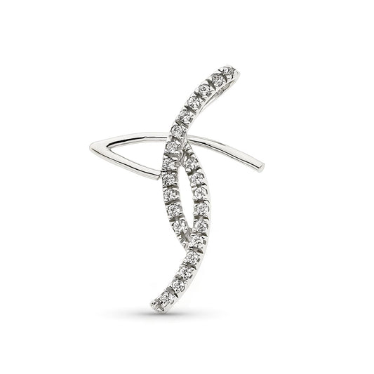 18K CRUZ ORO BLANCO Y CIRCONITA 31X10 MM