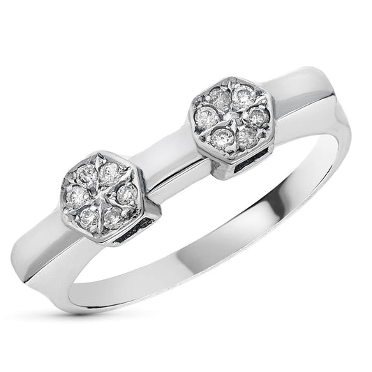 18K SORTIJA ORO BLANCO DIAMANTES TALLA BRILLANTE 0.15 QTS.