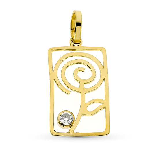 18K COLGANTE ORO AMARILLO FLOR CALADA 20X12 MM