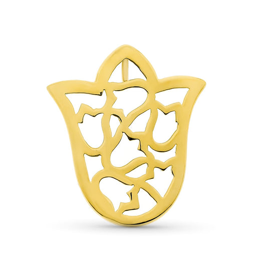 18K COLGANTE ORO AMARILLO TULIPAN CALADO 28X25 MM