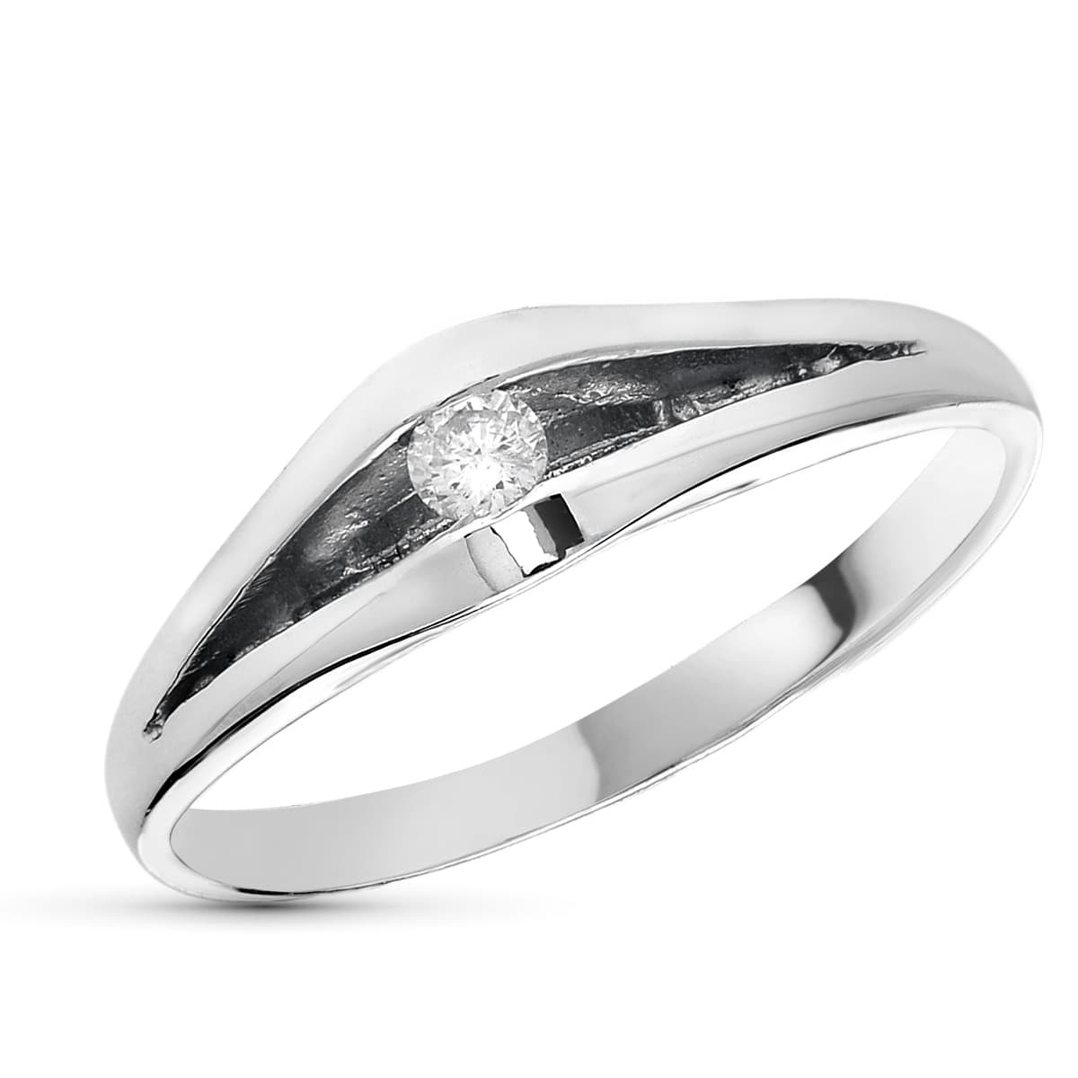 Solitario Diamante Natural Talla Brillante 0,10 Qts. de oro blanco 18K