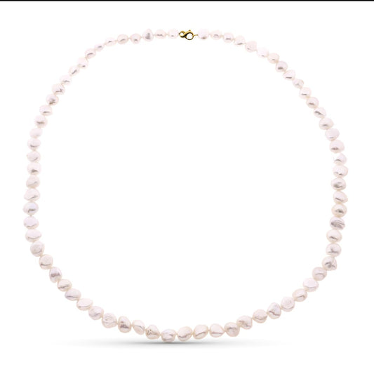 18K COLLAR ORO AMARILLO PERLA CULTIVADA BARROCA 90 CM CIERRE MOSQUETON