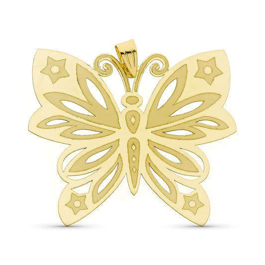 18K COLGANTE ORO AMARILLO LASER MARIPOSA 34X30 MM