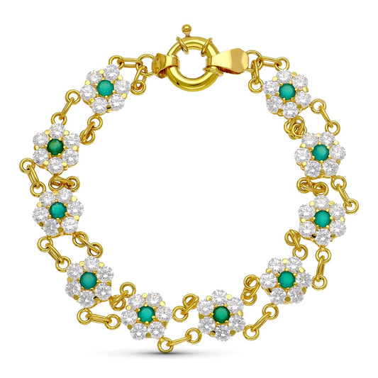 Pulsera Cuajos Circonitas de oro amarillo 18K