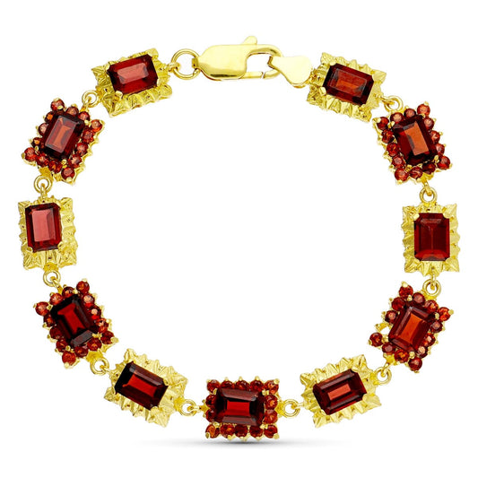 Pulsera Granates 19 cm de oro amarillo 18K