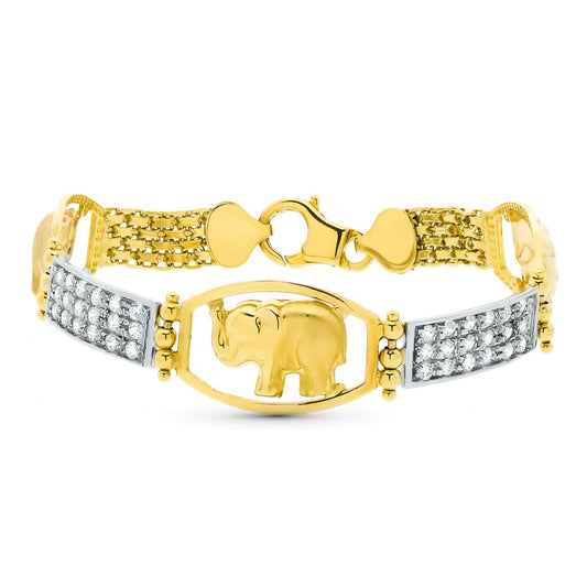Pulsera Tricolor Elefantes 19 cm 18K