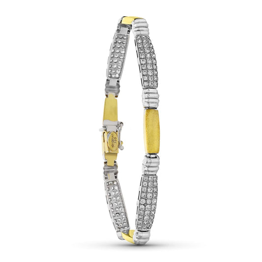 Pulsera Bicolor Circonita Estampacion 18K