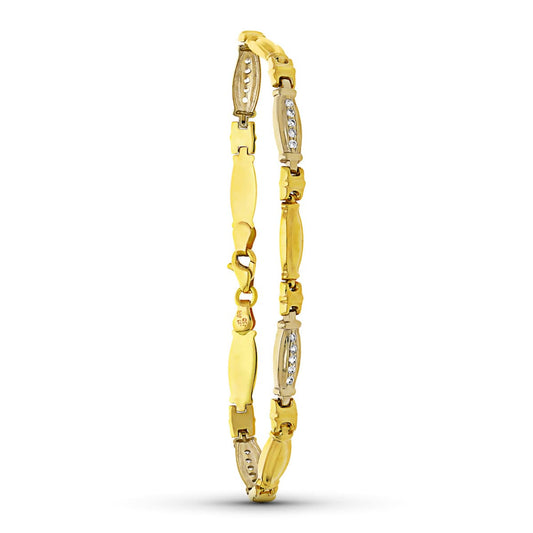 Pulsera Bicolor Estampada 18K