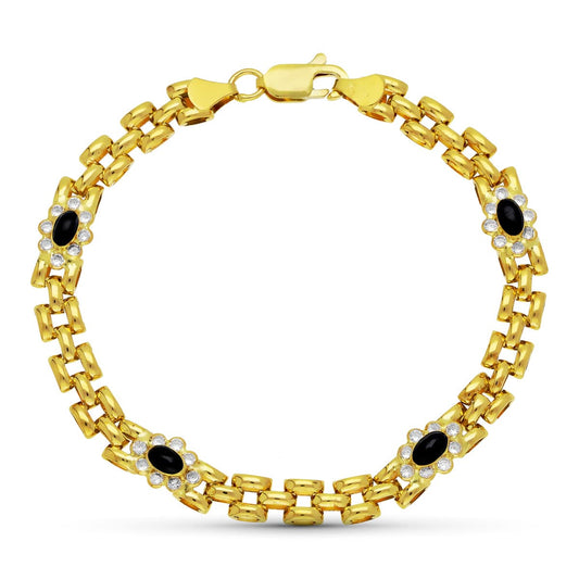 Pulsera Panter y Cuajos Circonitas de oro amarillo 18K