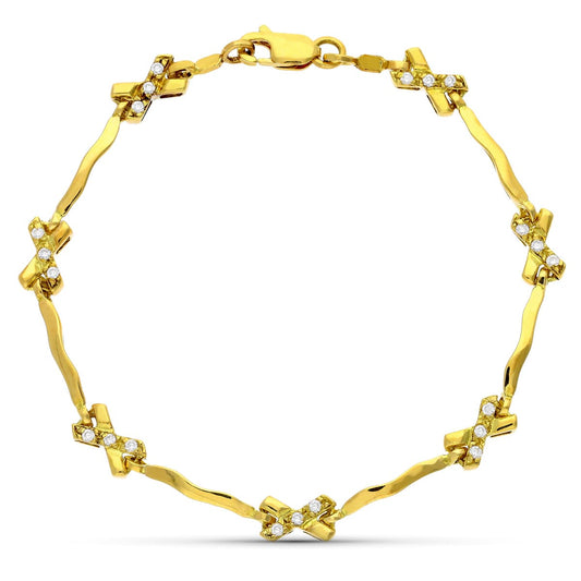 Pulsera y Circonitas de oro amarillo 18K
