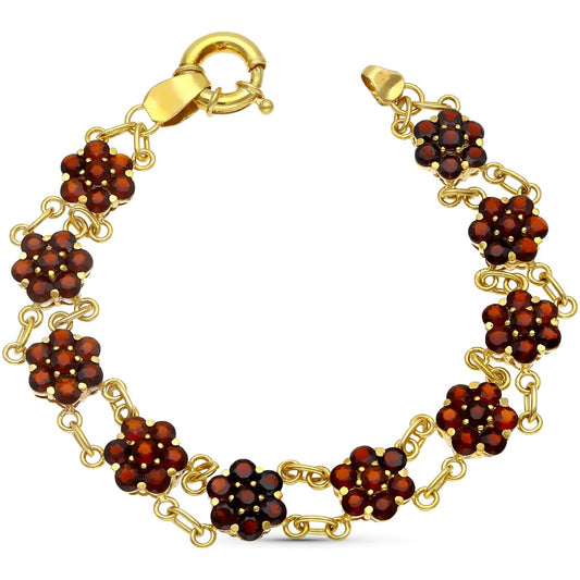 Pulsera Cuajos de Granates de oro amarillo 18K