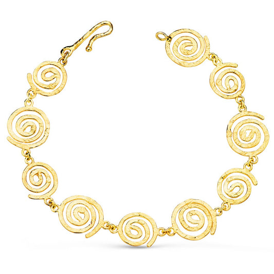 Pulsera Espirales Martilladas. Ancho 13 mm Largo 20,5 cm de oro amarillo 18K
