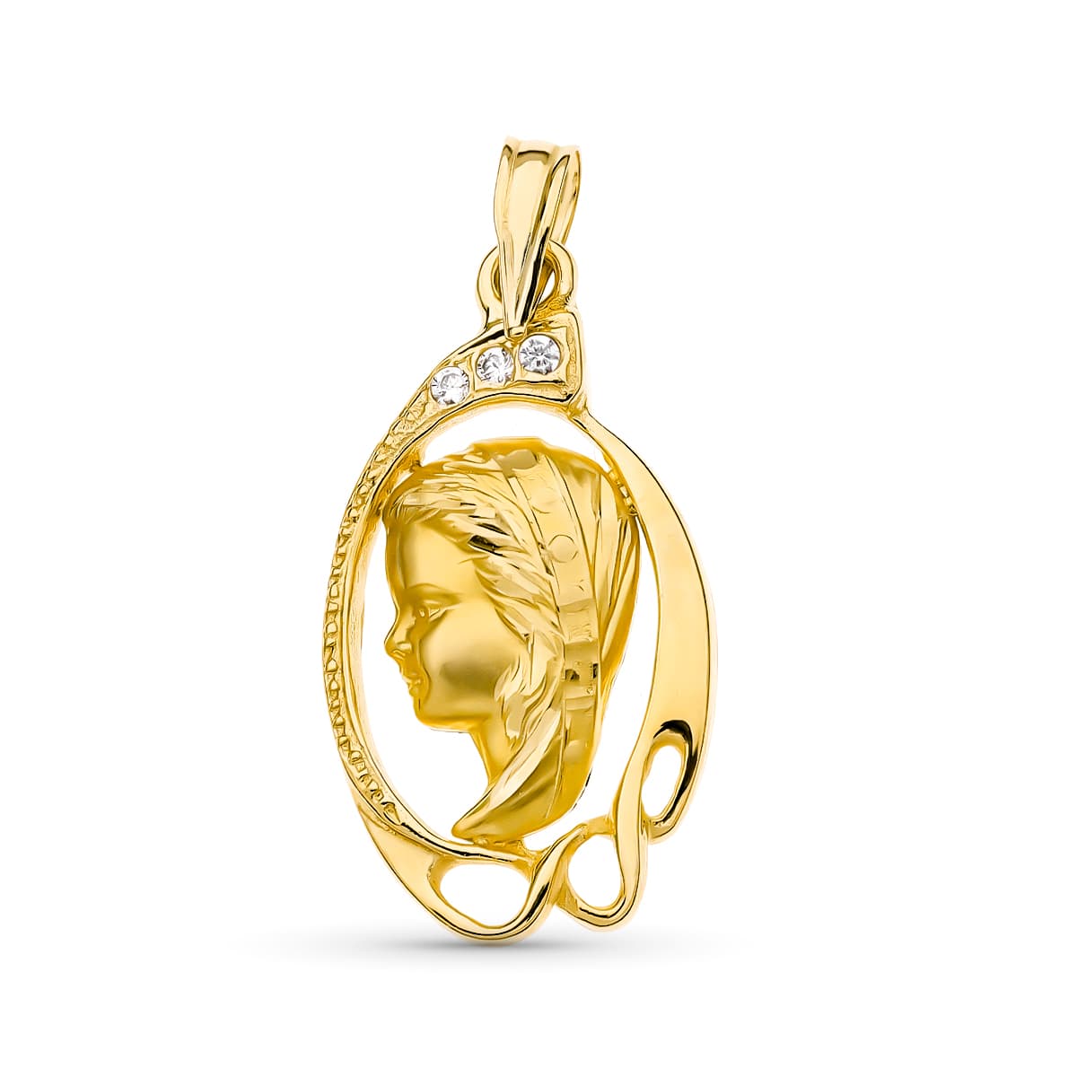 18K MEDALLA ORO AMARILLO VIRGEN NIÑA 24X13 MM