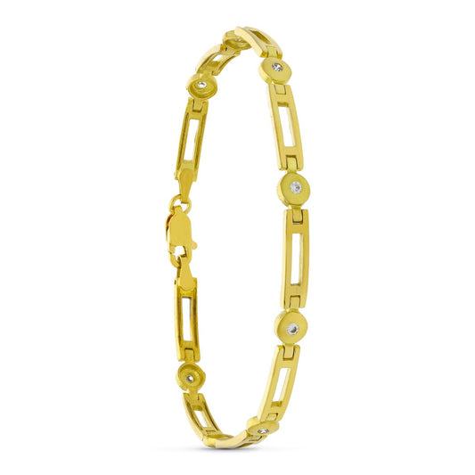 Pulsera Circonita Mate y Brillo de oro amarillo 18K