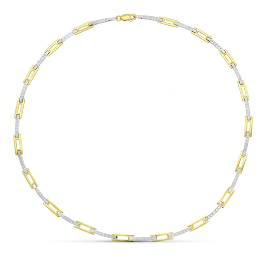 18K GARGANTILLA ORO BICOLOR CIRCONITA MATE Y BRILLO