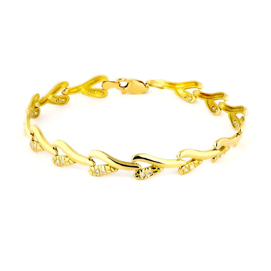 Pulsera Hojas con Circonitas de oro amarillo 18K