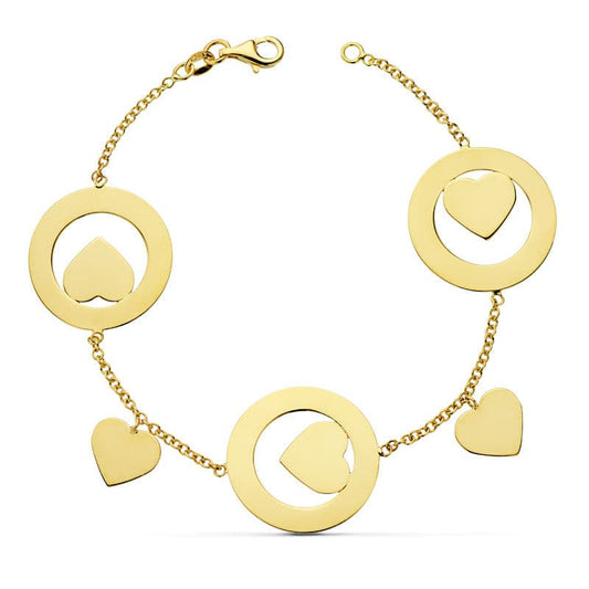 Pulsera Rolo Corazones 19 cm 8,95 Gr de oro amarillo 18K