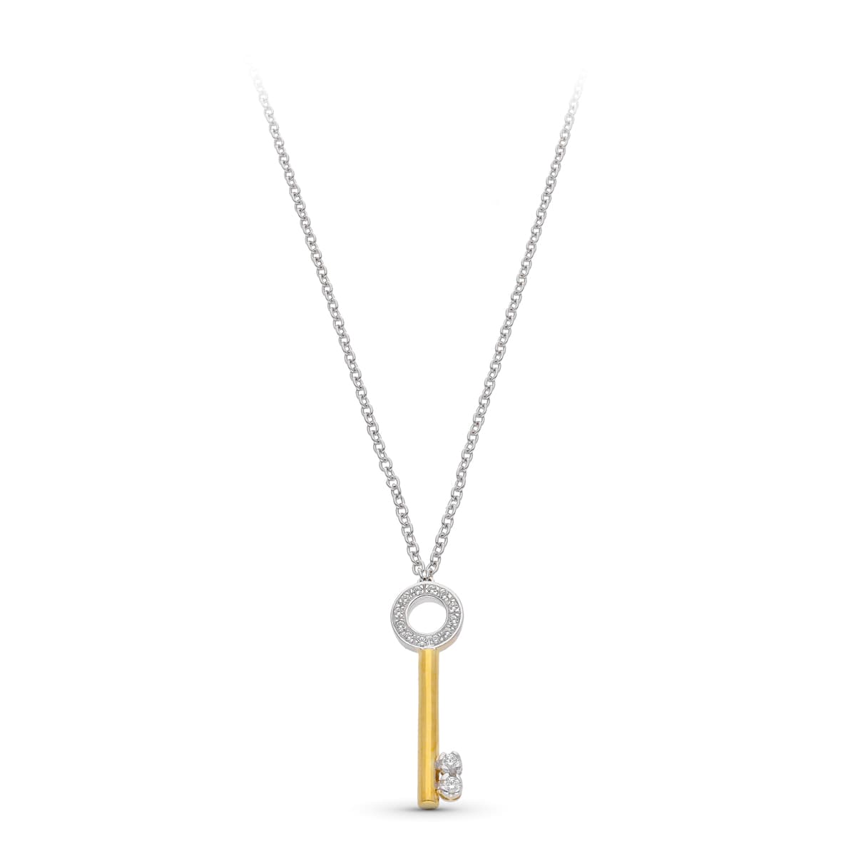 Gargantilla Bicolor Motivo Llave con Circonitas 18K