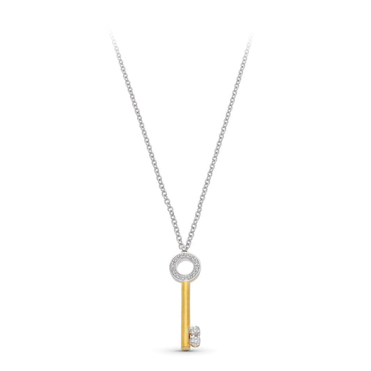 18K GARGANTILLA ORO BICOLOR MOTIVO LLAVE CON CIRCONITAS
