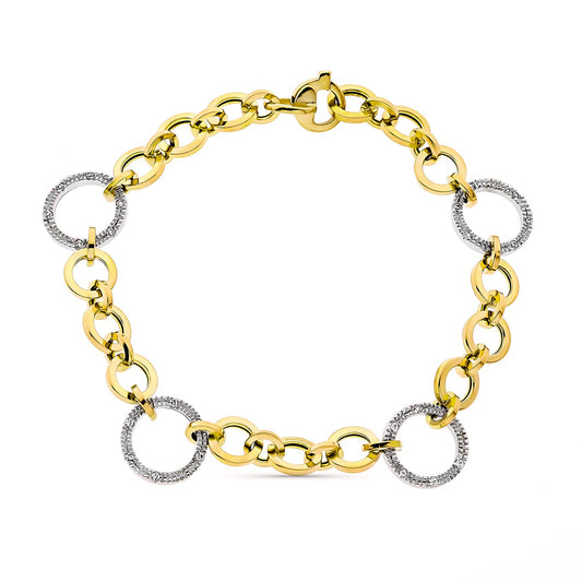 Pulsera Bicolor Ancho 12 mm Largo 19 cm 18K